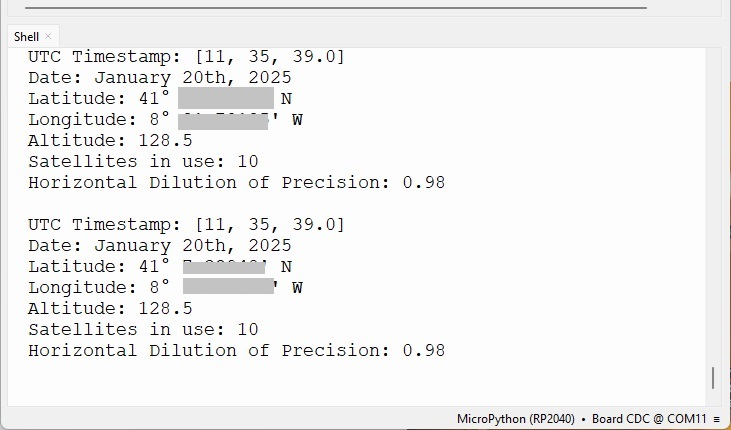 Raspberry Pi Pico с NEO-M8N — получение GPS-данных с MicroPython — демонстрация