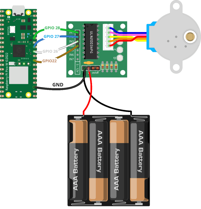 Подключение шагового двигателя к Raspberry Pi Pico