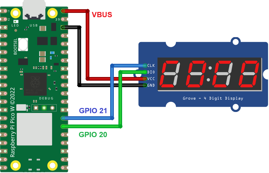 Подключение RPi Pico к дисплею TM1637