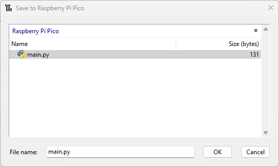 MicroPython сохранение файла main.py в Thonny IDE