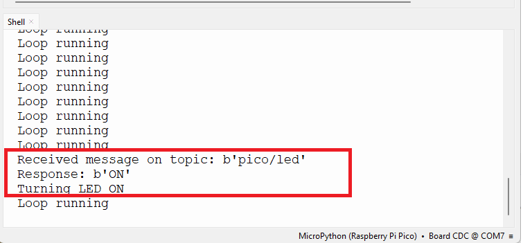 RPi Pico - получение сообщений через MQTT в Thonny IDE