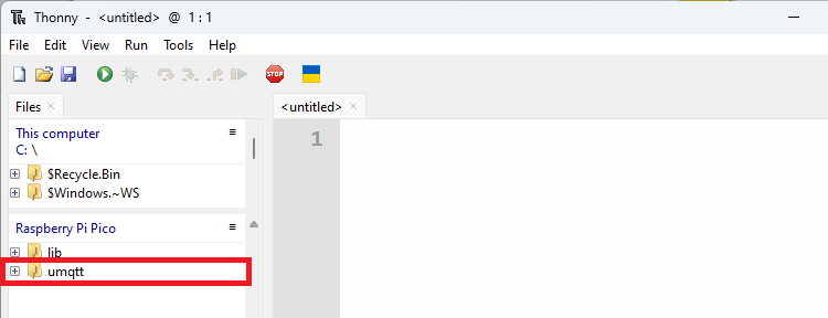 Thonny IDE - папка umqtt создана