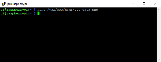 Raspberry Pi сохранение файла esp-data.php