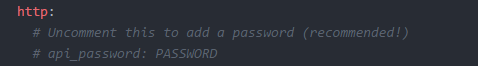 Добавление пароля в configuration.yaml