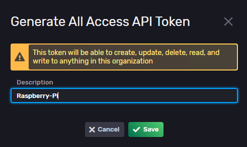 API-токен с полным доступом для Raspberry Pi