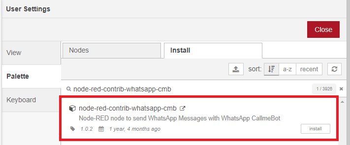 Установка узлов WhatsApp в Node-RED