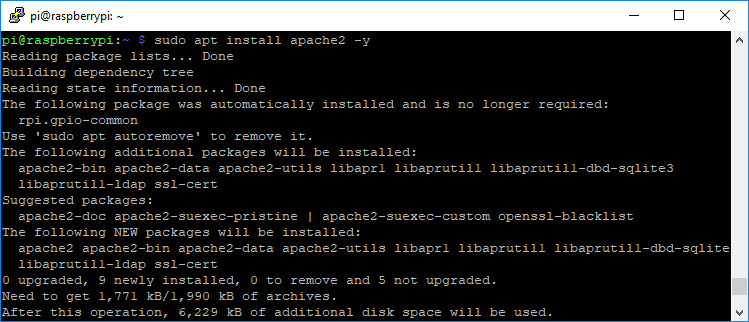 Raspberry Pi установка Apache2 LAMP-сервер