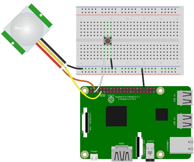 Схема подключения PIR-датчика движения к Raspberry Pi