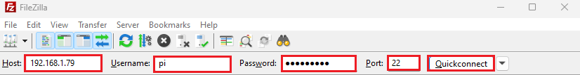 FileZilla — установление FTP-соединения с Raspberry Pi