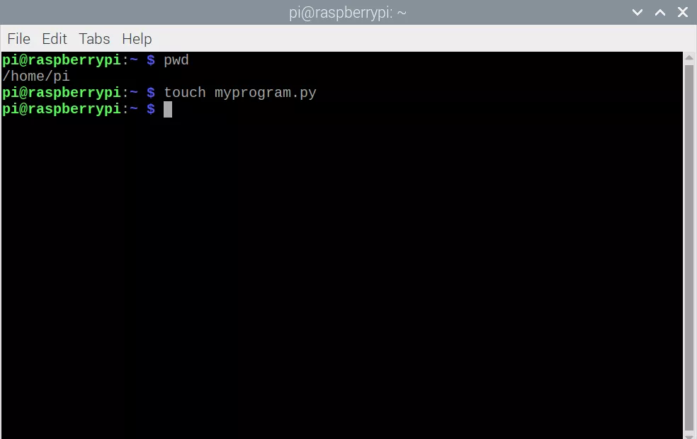 Создание файла Python в терминале